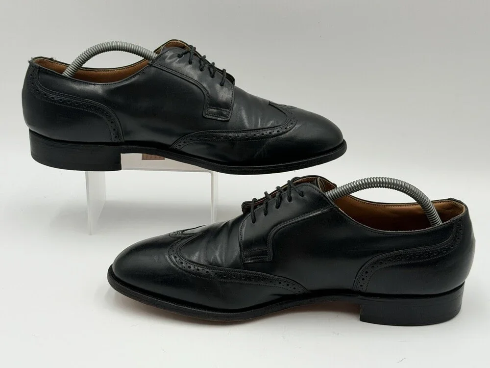 Johnston & Murphy Men’s Size 10D Black Leather Wingtip Brogue Oxford